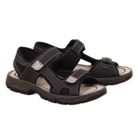 Rieker 26156 komfortable sorte velcro-sandaler til mænd
