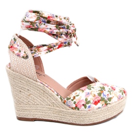 BM Blomstrede kile-espadriller fra Aloro Beige
