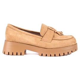 Brune dame loafers med tyk sål fra Shelovet