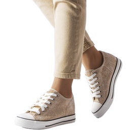 Crete guld glitter wedge sneakers gylden