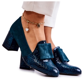 PA2 Diana Green Suede Snakeskin Pumps grøn