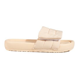 Beige velcro hjemmesko til kvinder fra Shelovet