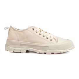Klassiske damesneakers på Shelovet platformen beige