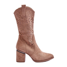 S.Barski Dame Ruskind Openwork Støvler Beige Adelia