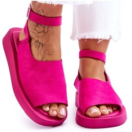 FG2 Komfortable damesandaler på Fuchsia Rubie-platformen lyserød