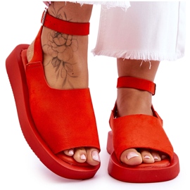 FG2 Komfortable kvinders platform sandaler mørk orange rubie