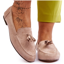FB1 Klassiske loafers i ruskind med kvaster Beige Averil