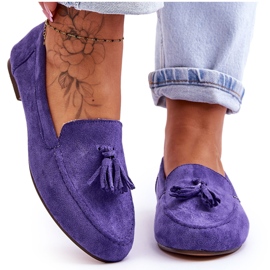 FB1 Klassiske loafers i ruskind med kvaster Lilla Averil violet