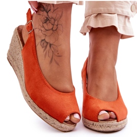 FB1 Orange Elsie Suede Wedge Sandaler