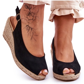 Suede Wedge Sandaler Sort Elsie