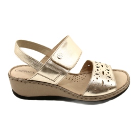 Women's Leather Sandals Caprice 28253-20 959 Platino Metalic gylden