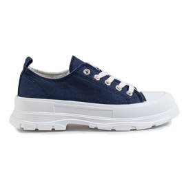Shelovet jeans platform sneakers til kvinder blå