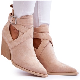 FI1 Dame ruskind cowboystøvler Beige Dennise
