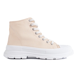 Shelovet høj-top tekstilsneakers til kvinder beige