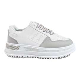 Kvinders sportssko sneakers på en høj platform Shelovet hvid og grå