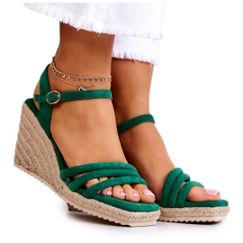FJ1 Suede Grønne Louisiana Wedge Sandaler