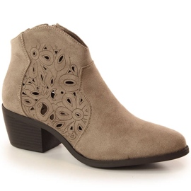 Gennembrudte ruskinds cowboystøvler Jezzi W JEZ387B beige