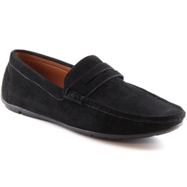 Herre slip-on mokkasiner i sort ruskind McKeylor 2259