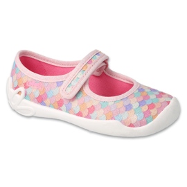 Befado Børns hjemmesko 114x514 Pink farverig applikation lyserød