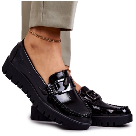 Sergio Leone Lakerede Loafers På Den Sorte Kjersti Platform