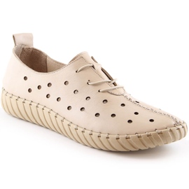 Læderkomfortable kvinders gennembrudte beige sko Artiker 48C0568