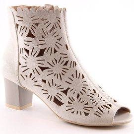 M. DASZYŃSKI Kvinders gennembrudte peep toe-støvler beige M.Daszyński MR1954-10