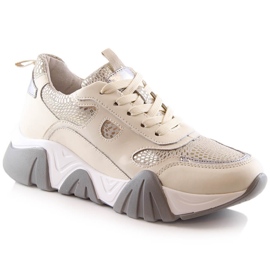 Sportssko i læder til kvinder i beige Filippo DP4516