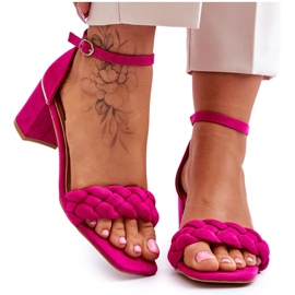 FB2 Suede højhælede sandaler med dekorative Fuchsia Azela fletninger lyserød