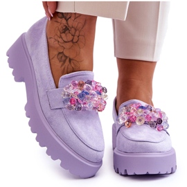 FB2 Dameplatforms-loafers med udsmykning Lilla Brenda violet