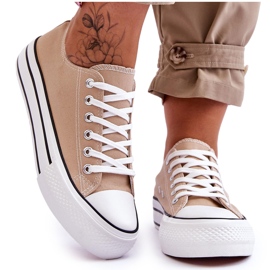 FB2 Sneakers til kvinder på en tyk platform Beige glød