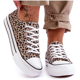 Sneakers til kvinder på en tyk platform Beige og sort glød