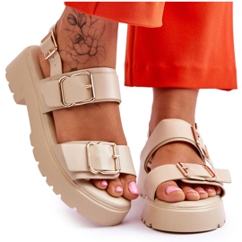 FB2 Læder komfortable sandaler Beige Alayah brun