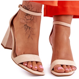 Damesandaler på en stabil hæl Beige Lavissa brun