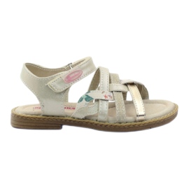 American Club Amerikanske sandaler piger til velcro 15079 beige/guld