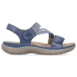 Komfortable damesandaler med velcroblå Rieker 64870-14