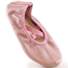 Balletsko i læder til piger til dans med gummibånd pink Nazo NB02 lyserød