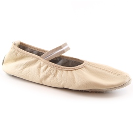 Balletsko i læder med elastik beige Nazo NB02