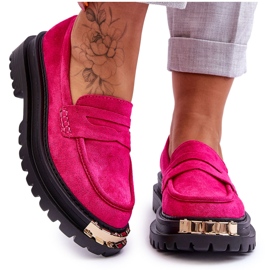 FJ1 Klassiske ruskindsloafers med Fuchsia Monaro-udsmykning lyserød