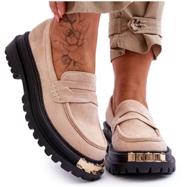 Klassiske ruskindsloafers med beige Monaro-udsmykning