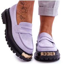 FJ1 Klassiske ruskindsloafers med lilla Monaro-udsmykning violet