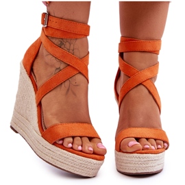 FJ1 Komfortable Orange Lemira High Wedge Sandaler