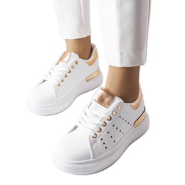 Hvide sneakers med farvet Chalut-perforering
