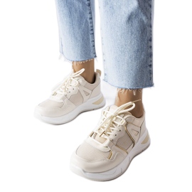 Beige multi-stof sneakers fra Caya