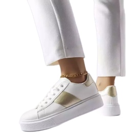 Hvide sneakers med guldstribe fra Aurélie