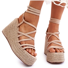 Margaritt beige lædersandaler brun