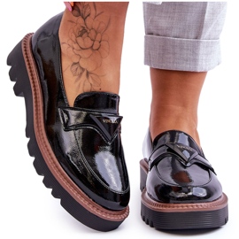 Vinceza Lakerede Dame Platform Loafers Med Dekoration Sort Jonett