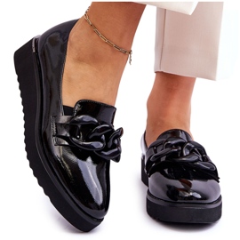 Vinceza Lakerede Wedge Loafers Sort Semma