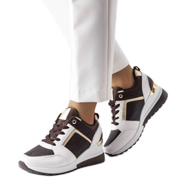 Brune og hvide wedge sneakers fra Desche