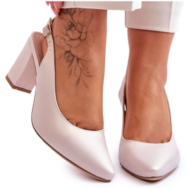 Komfortable pumps på hæl Sergio Leone SK162 Pearly Beige