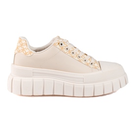 Damecreme sneakers på høj Shelovet platform beige